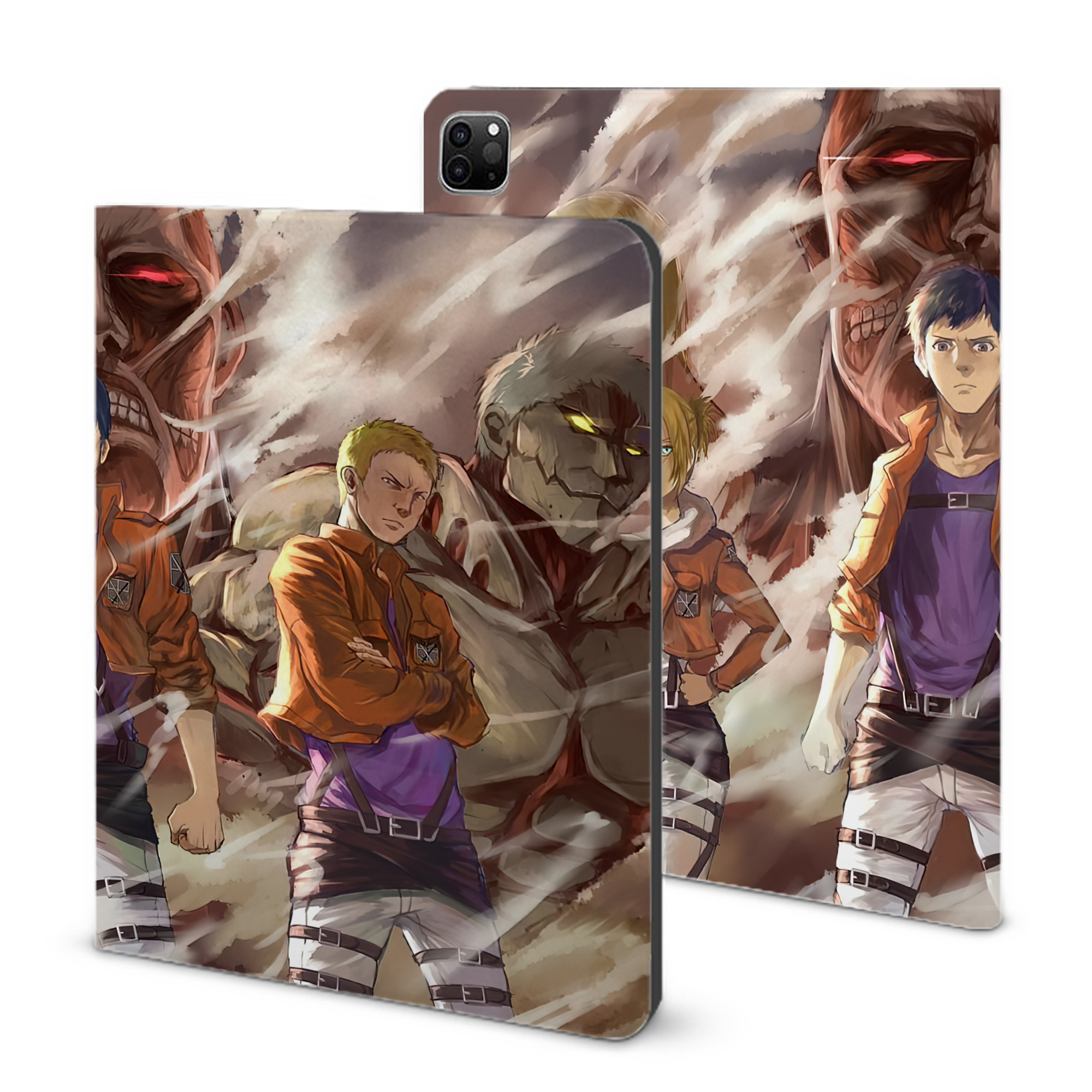 （画像用） 進撃の巨人 Attack on Titan IPad ケース ブック型 PUレザー TPU 耐衝撃 軽量 薄型 ペン収納なし 全面保護 IPad 各モデル対応